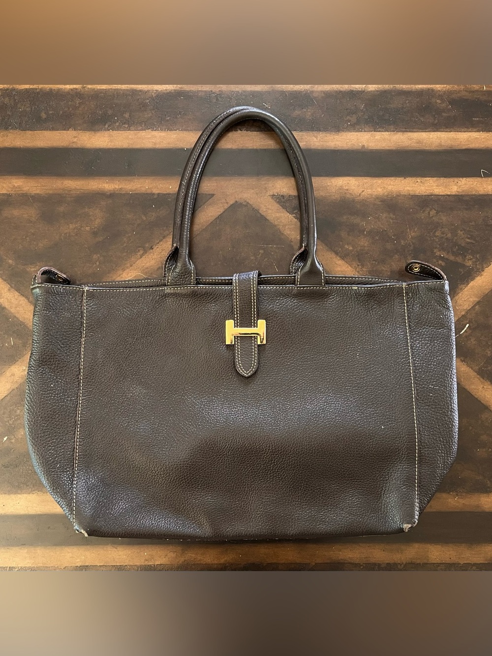Vera Pelle Leather Foldable Tote Bag